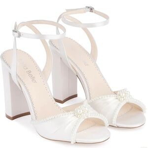 Bella Belle Tinsley Ivory Pearl Block Heeled Wedding Shoes - Brand New